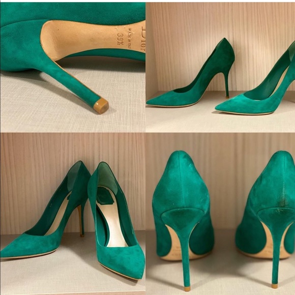 Dior Shoes - CHRISTIAN DIOR SUEDE POINTED TOE HIGH HEELS GREEN